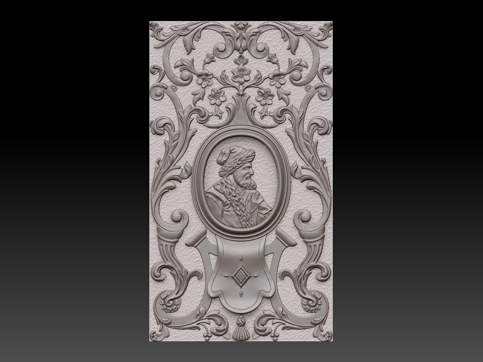 Decorative Panel with Portraits. 3D Sculpting for Production.